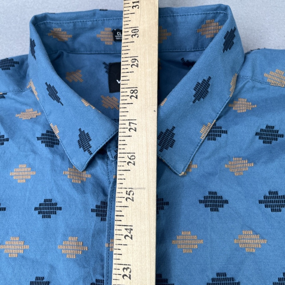 Volcom Men's Sz Large Woven Classic Fit Blue Casual Short Sleeve Button Up - Picture 6 of 10